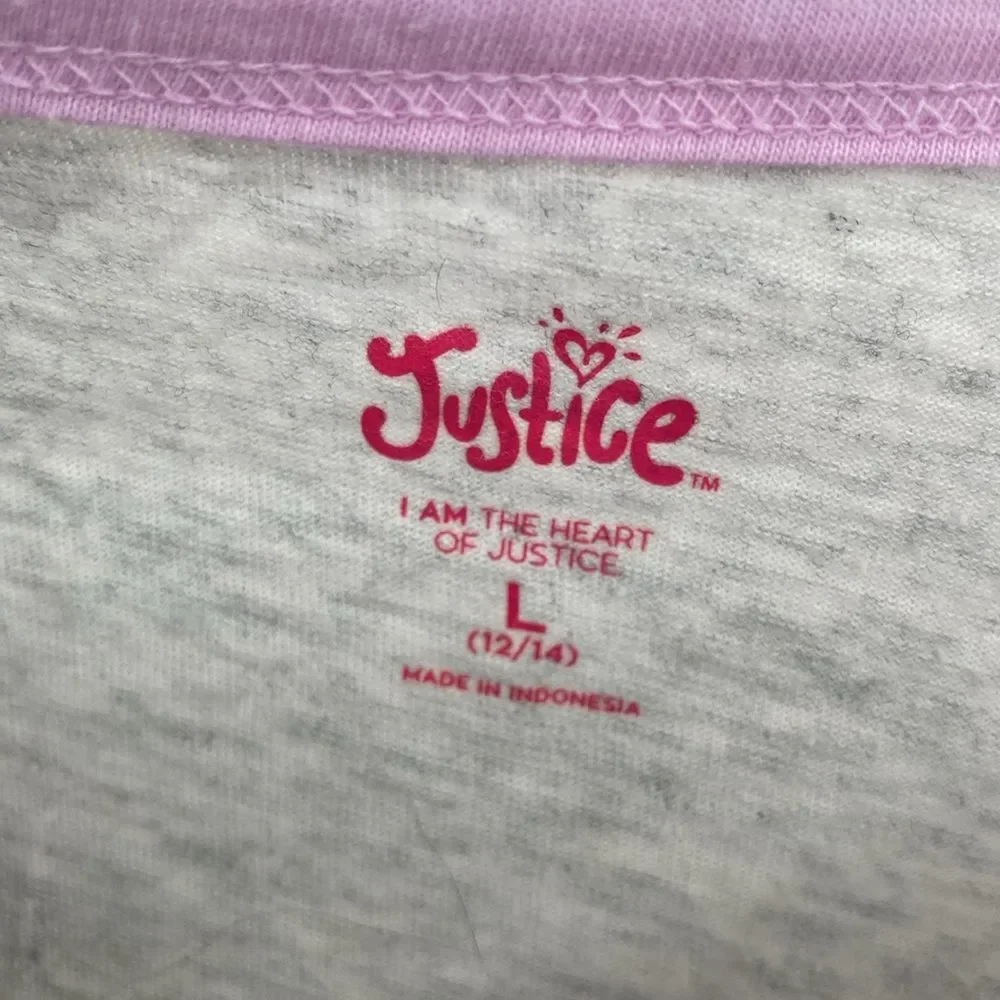Justice Radiate Kindness Flower Smile Butterfly Cropped T-shirt Gray L 12-14